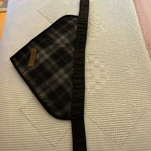 Eddie Bauer gray and black flannel doggie bandana for winter. Velcro close.